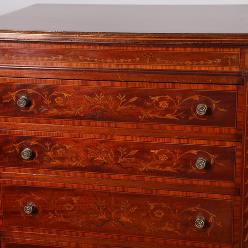 36 - A fine quality Edwardian marquetry inlaid mahogany Wellington chest of 7 drawers, by James Shoolbred... 