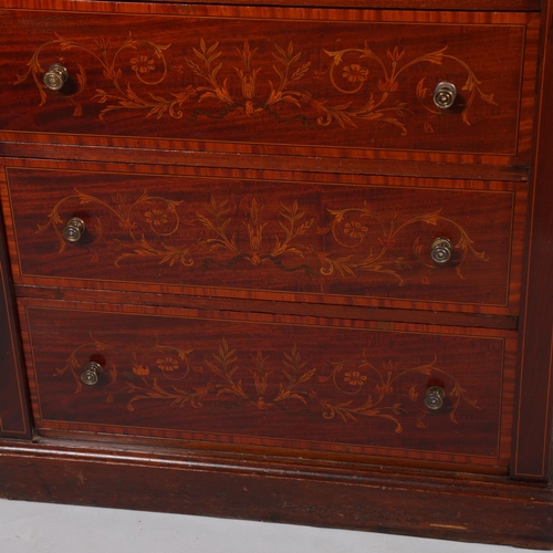 36 - A fine quality Edwardian marquetry inlaid mahogany Wellington chest of 7 drawers, by James Shoolbred... 