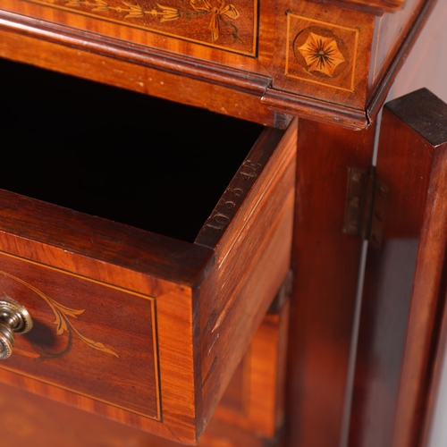 36 - A fine quality Edwardian marquetry inlaid mahogany Wellington chest of 7 drawers, by James Shoolbred... 