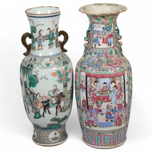 65 - 2 Chinese porcelain vases, both A/F, height 61cm