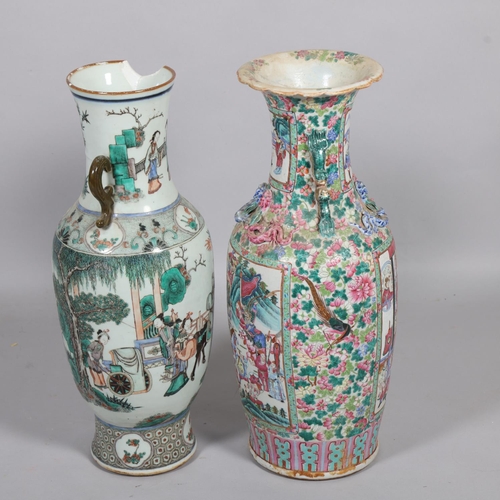 65 - 2 Chinese porcelain vases, both A/F, height 61cm