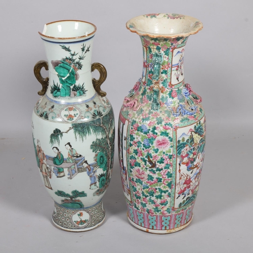 65 - 2 Chinese porcelain vases, both A/F, height 61cm