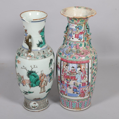 65 - 2 Chinese porcelain vases, both A/F, height 61cm