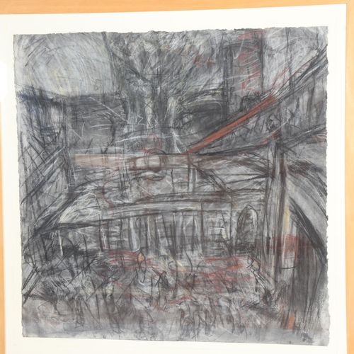 407 - Attributed to Leon Kossoff (1926 - 2019), Embankment Station and Hungerford Bridge 1994, charcoal an... 