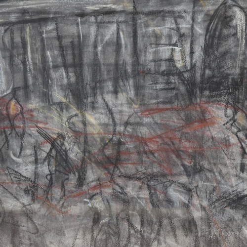 407 - Attributed to Leon Kossoff (1926 - 2019), Embankment Station and Hungerford Bridge 1994, charcoal an... 