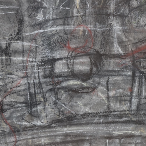 407 - Attributed to Leon Kossoff (1926 - 2019), Embankment Station and Hungerford Bridge 1994, charcoal an... 