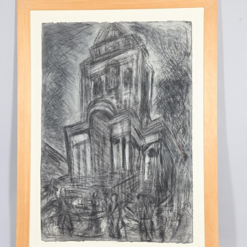 408 - Attributed to Leon Kossoff (1926 - 2019), Spitalfields circa 1991 - 1992, charcoal and crayon on pap... 