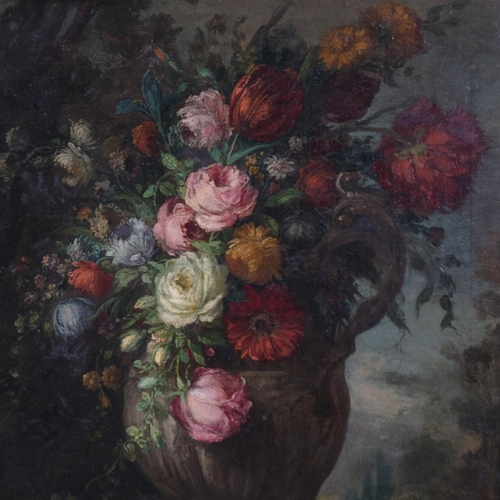 409 - Salvador Pla Y Bo (1848 - ?), still life of flowers in urn, oil on canvas, signed, 65cm x 48cm, fram... 