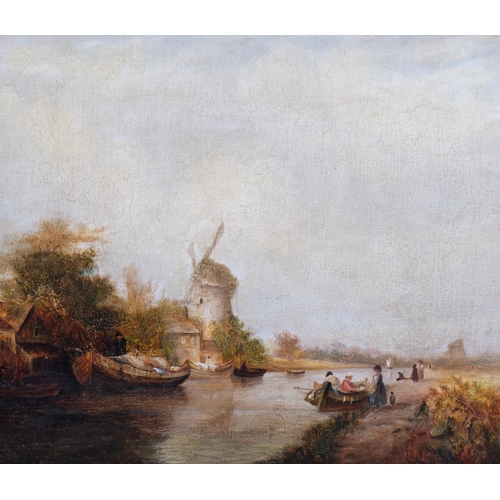 410 - 19th century Dutch School canal scene, oil on panel, unsigned, 34cm x 24cm, framed