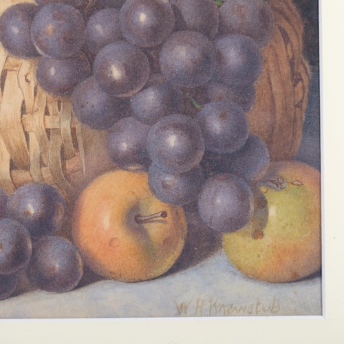 421 - Walter Holmes Knewstub (1830 - 1906), still life of fruit in basket, watercolour, signed, 31.5cm x 2... 