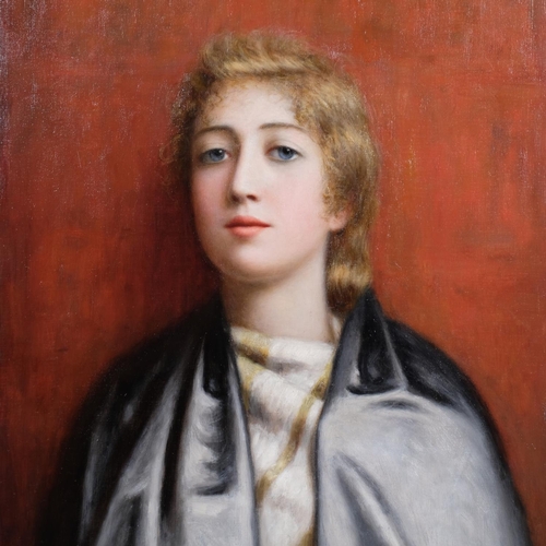 426 - Ernesto Serra (1860 - 1915), portrait of a young woman, oil on canvas, signed, 70cm x 45cm, unframed