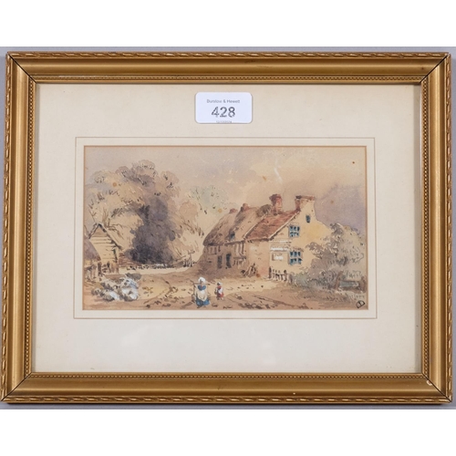 428 - Attributed David Cox (1783 - 1859), first Post Office, Leamington, watercolour, artist's monogram, 1... 