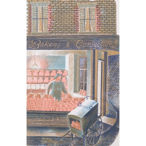 460 - Eric Ravilious (1903-1942), lithograph in colours on paper, Baker and Confectioner, 21.5cm x 14cm, m... 