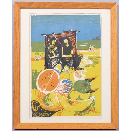 462 - John Minton (1917-1957), lithograph in colours on wove paper, Corsican Beach (1948), 21.5cm x 14.5cm... 