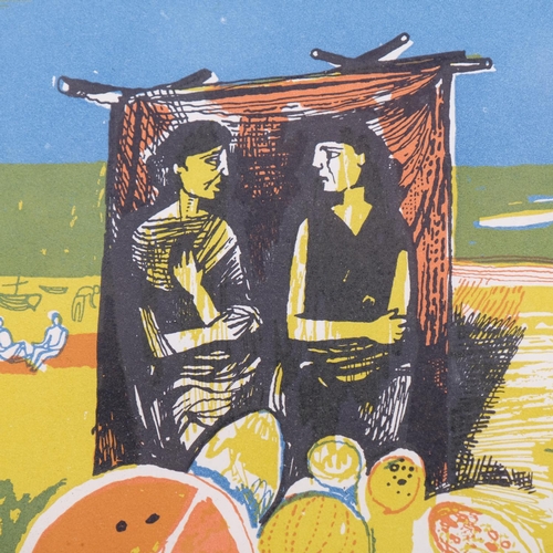 462 - John Minton (1917-1957), lithograph in colours on wove paper, Corsican Beach (1948), 21.5cm x 14.5cm... 