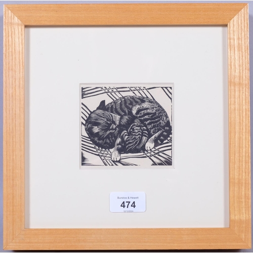 474 - John Nash (1893-1977), wood engraving on paper, Cat and Kitten, 8.5cm x 9cm, mounted, glazed and fra... 