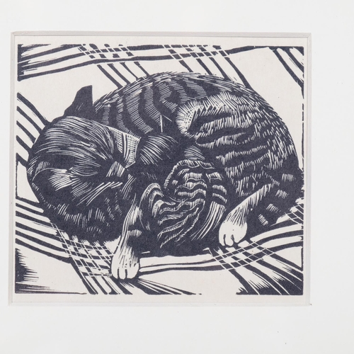 474 - John Nash (1893-1977), wood engraving on paper, Cat and Kitten, 8.5cm x 9cm, mounted, glazed and fra... 