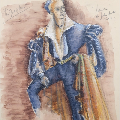 488 - Jay Hutchinson-Scott (1924-1977), watercolour on paper, Costume Design for Valentine (John Neville) ... 