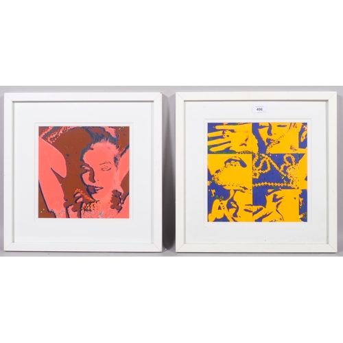 496 - Burt Stern, pair of lithograph prints on paper, Marilyn Monroe, unsigned, 27cm x 27cm, framed