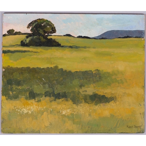 519 - Robert Tavener (1920 - 2004), Sussex downland scene, oil on board, signed, 30.5cm x 25.5cm, unframed