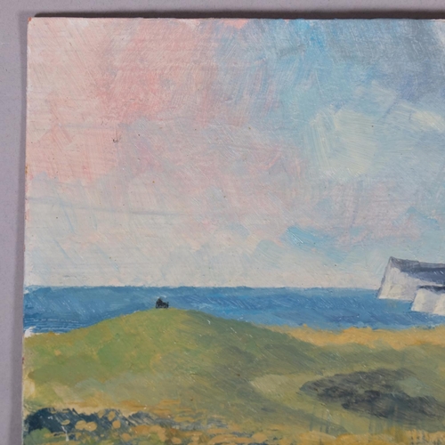 520 - Robert Tavener (1920 - 2004), view of Seven Sisters, Sussex, oil on card, signed, 30.5cm x 25.5cm, u... 