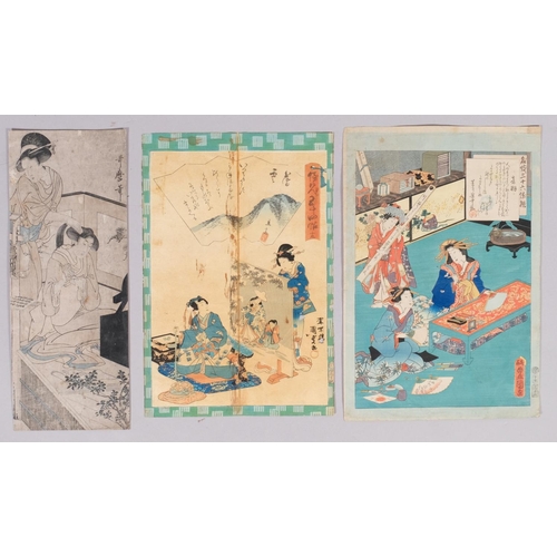 564 - 3 x 19th century Japanese woodblock prints, unframed