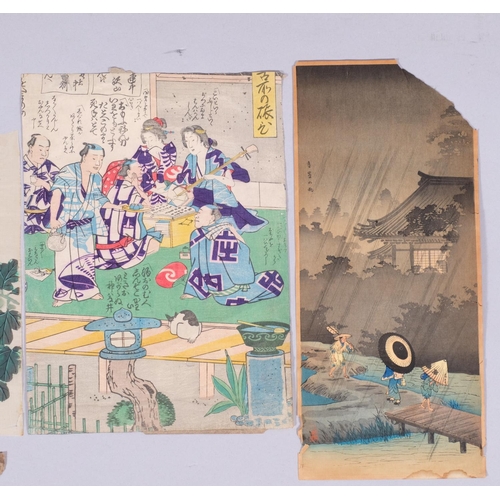 566 - 4 Japanese woodblock prints, and a Chinese watercolour on silk, blossom study (5)