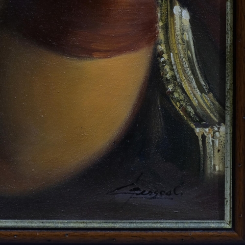 586 - Late 20th century female nude, oil on board, indistinctly signed, 73cm x 48cm, framed