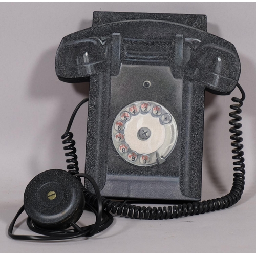 599 - Paul Critchley (1960), trompe l'oeil telephone sculpture, acrylic on board, artist detail on reverse... 