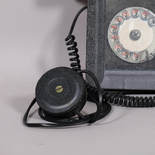 599 - Paul Critchley (1960), trompe l'oeil telephone sculpture, acrylic on board, artist detail on reverse... 