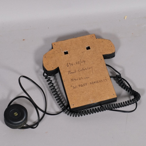 599 - Paul Critchley (1960), trompe l'oeil telephone sculpture, acrylic on board, artist detail on reverse... 