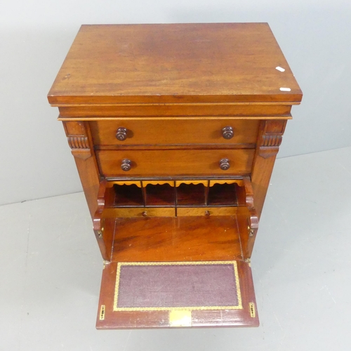 2145 - A mahogany Wellington style secretaire chestm with six drawers and a secretaire drawer with fall-fro... 