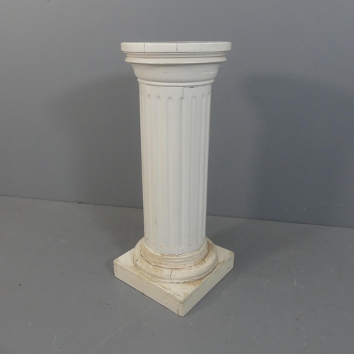 2146 - A painted wooden Corinthian column pedestal. Width 39cm, height 100cm.