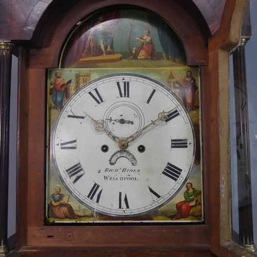 2150 - RICHARD RIDER, WELCHPOOL - A 19th century oak and mahogany cased eight day longcase clock, with 14