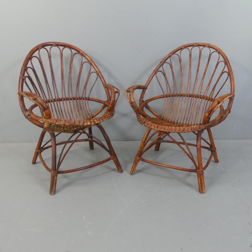 2155 - A pair of mid century continental rattan armchairs.