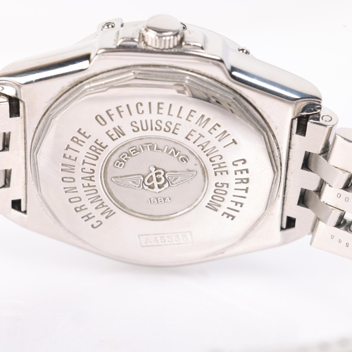 1000 - BREITLING - a stainless steel Headwind automatic chronometer bracelet watch, ref. A45355, blue dial ... 