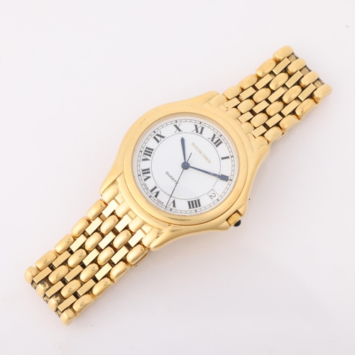 1002 - BUECHE GIROD - an 18ct gold quartz calendar bracelet watch, ref. 3001, circa 1998, white dial with R... 