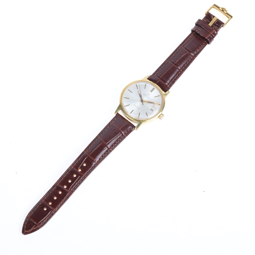 1013 - OMEGA - a Vintage gold plated stainless steel Geneve automatic calendar wristwatch, ref. 166.0098, c... 