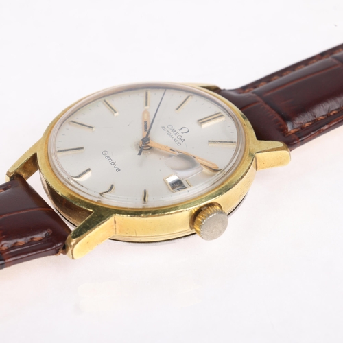 1013 - OMEGA - a Vintage gold plated stainless steel Geneve automatic calendar wristwatch, ref. 166.0098, c... 