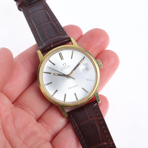 1013 - OMEGA - a Vintage gold plated stainless steel Geneve automatic calendar wristwatch, ref. 166.0098, c... 