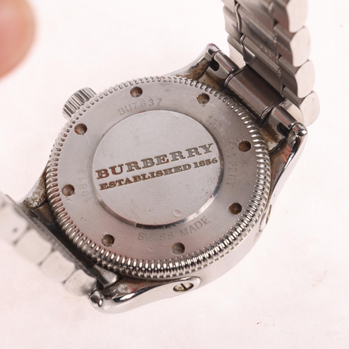 1023 - BURBERRY - a stainless steel quartz calendar bracelet watch, ref. BU7637, circa 2010, silvered dial ... 