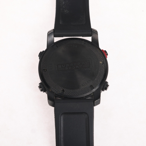 1025 - BURBERRY - a black Ionized stainless steel Sport digital quartz wristwatch, ref. BU7704, digital dia... 