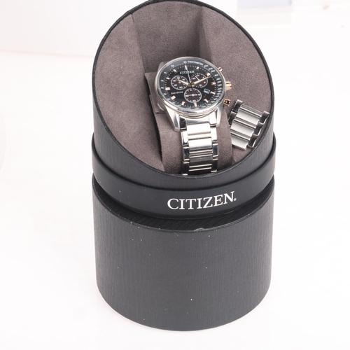 1027 - CITIZEN - a stainless steel Eco-Drive quartz chronograph calendar bracelet watch, ref. H500-S111064,... 