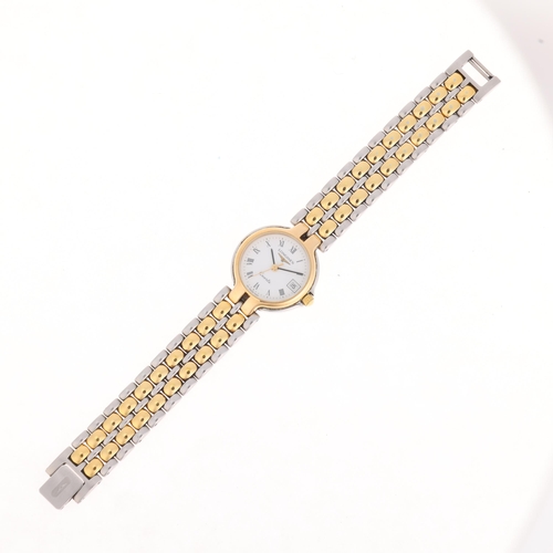 1035 - LONGINES - a lady's gold plated stainless steel Flagship quartz calendar bracelet watch, ref. 7063, ... 