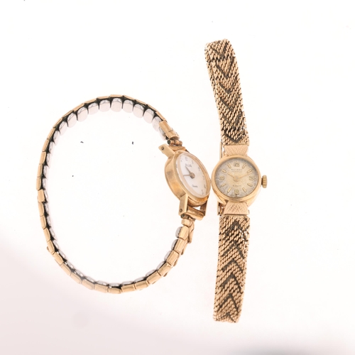 1036 - 2 x lady's 9ct gold wristwatches, comprising Rotary Maximus mechanical, with 9ct gold bracelet, 19.6... 