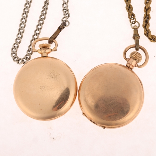 1046 - 2 gold plated open-face keyless pocket watches, comprising Waltham and Summit, both working (2)