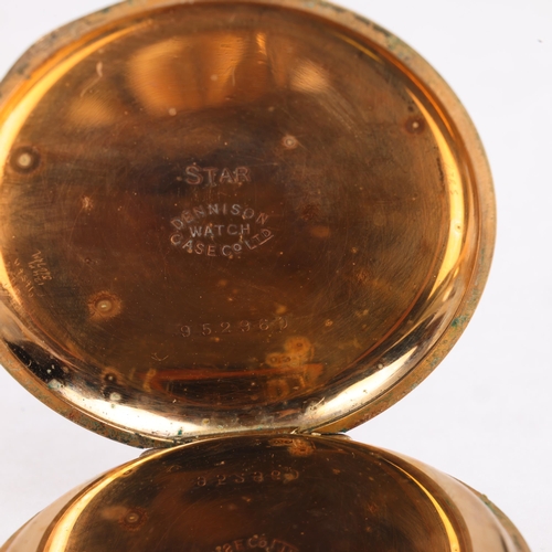 1046 - 2 gold plated open-face keyless pocket watches, comprising Waltham and Summit, both working (2)