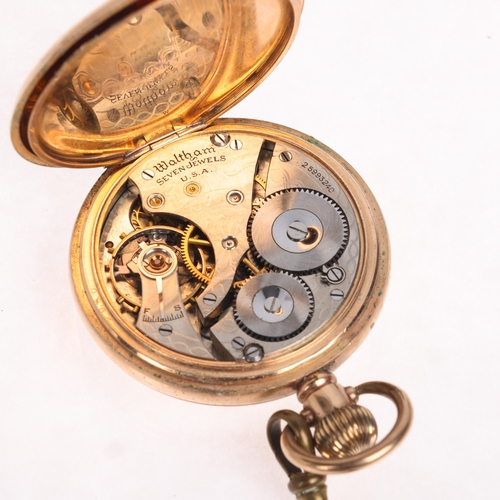 1046 - 2 gold plated open-face keyless pocket watches, comprising Waltham and Summit, both working (2)