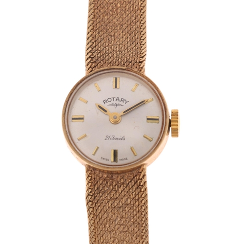 1064 - ROTARY - a lady's 9ct gold mechanical wristwatch, circa 1960s, silvered dial with gilt baton hour ma... 