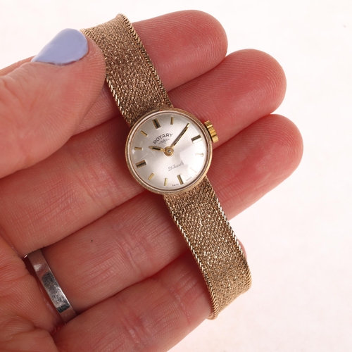 1064 - ROTARY - a lady's 9ct gold mechanical wristwatch, circa 1960s, silvered dial with gilt baton hour ma... 